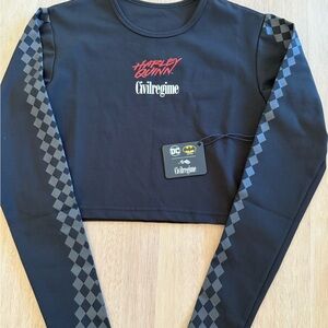 Harley Quinn Black Long Sleeve Crop Top Civil Regime